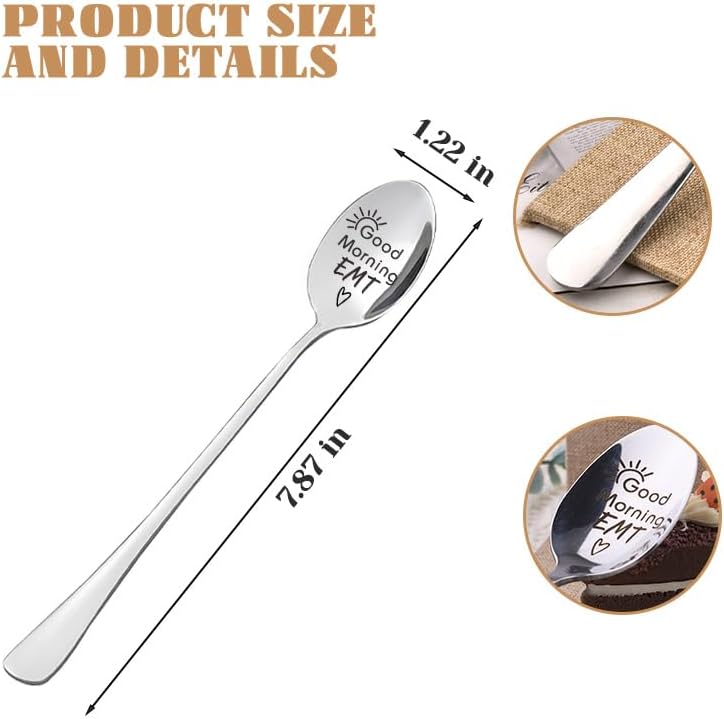 Borhmty First Responder Gifts for Women Men Good Morning EMT Emergency Medical Technician Spoon Thank You Appreciation Gifts for EMT Paramedic Emergency Professional Birthday Gift for Women Men - Image 2
